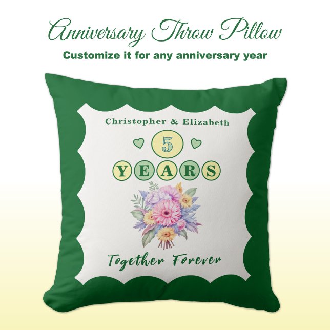 5. Jubiläumsnamen Gerbera Blume grün Kissen (Von Creator hochgeladen)