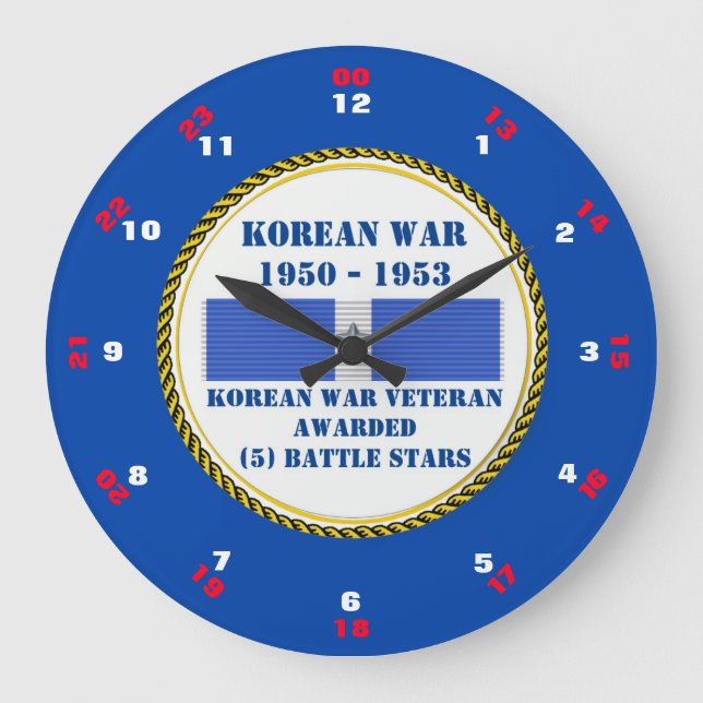 5 KAMPFSTERNE KOREANER KRIEG VETERAN GROßE WANDUHR (Vorderseite)