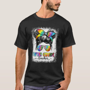 5. Klasse Lehrer Messy Bun Gefärbte Krawatte zurüc T-Shirt