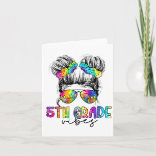 5. Klasse Vibes Messy Hair Bun Girl Ck zur Schule  Karte