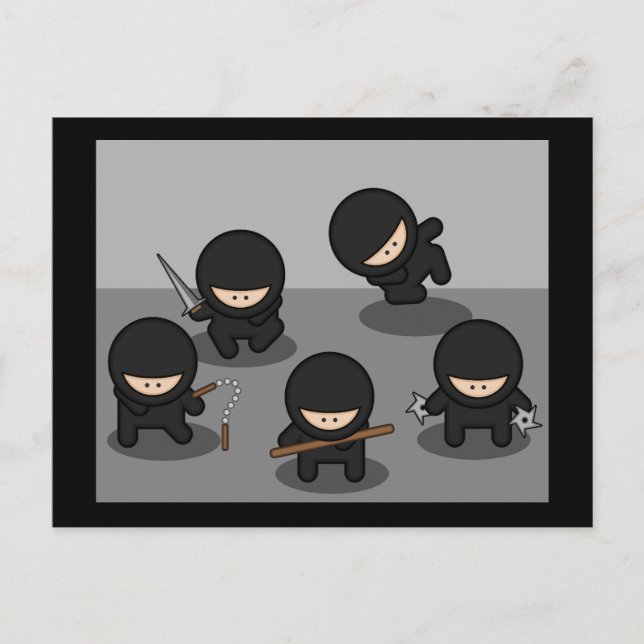 5 Kleine Ninjas Postkarte (Vorderseite)