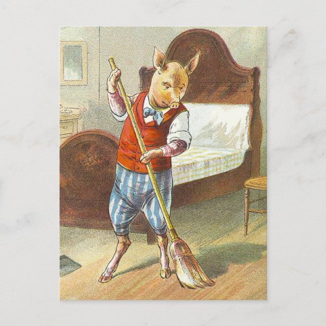 5 kleine Schweine: Das Zuhause-Schwein Postkarte (Vorderseite)