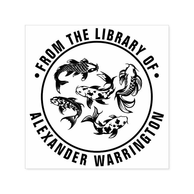 5 Koi Fish Karp Library Name Permastempel (Design)