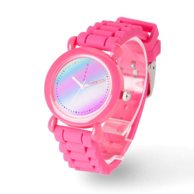 5 Letter Personalized Name Rainbow Silicone Armbanduhr (Winkel)