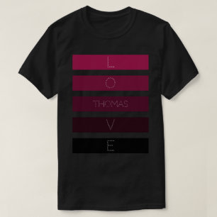 5 Lila schwarze Streifen Personalisierter Name T-Shirt