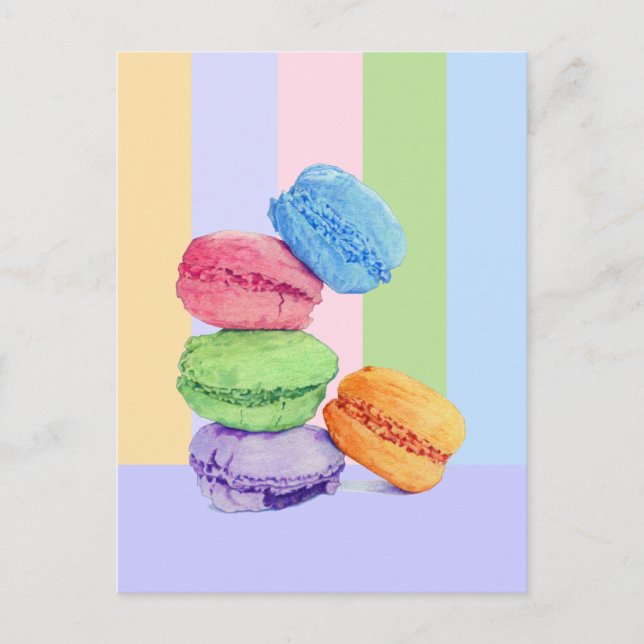 5 Macarons rayures Carte postale (Devant)