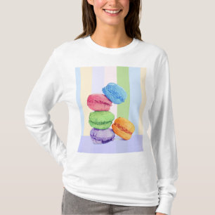 5 Macarons rayures féminin T-shirt