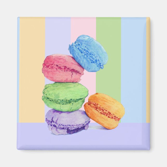 5 Macarons rayures Magnet (Devant)