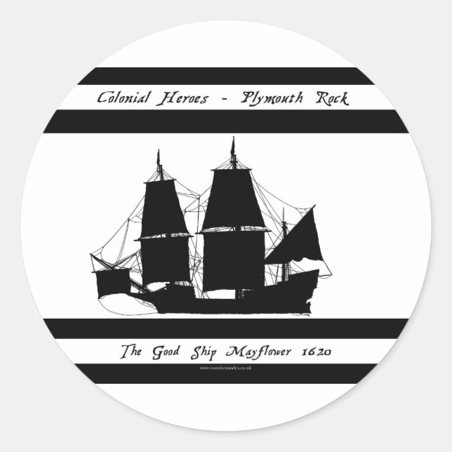 5 mayflower Colonialhelder Runder Aufkleber (Vorderseite)