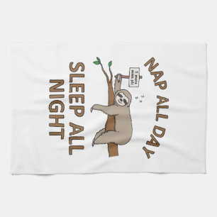 5 Minuten mehr Lustiges Faultier-Shirt Schlaf Napp Geschirrtuch