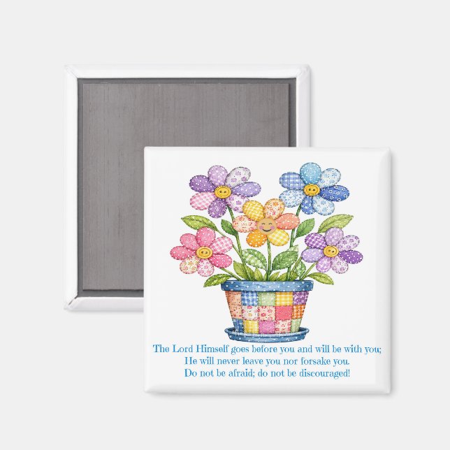 5. Mose 31:8 Quilted Floral Magnet (Vorderseite/Rückseite)