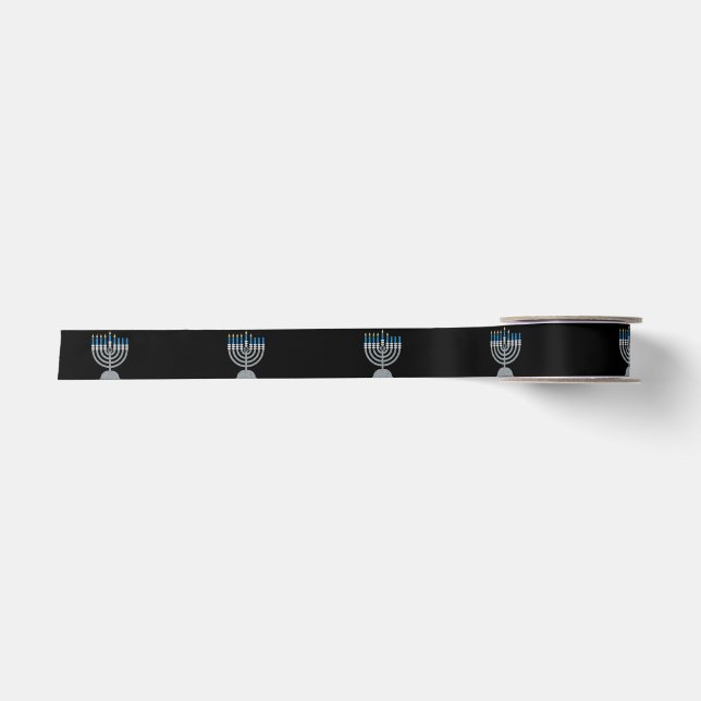 5. Nacht des Hanukkah Glitzer Satin Ribbon Satinband (Vorderseite)