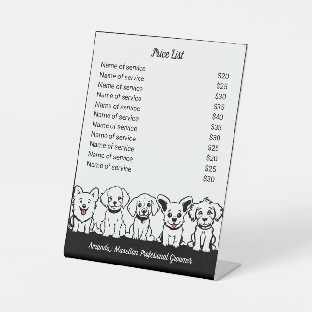 5 Niedliche Hunde Berufliche Preise für Hunde Sockelschild (Vorderseite)