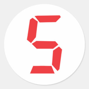 5 Nummer 5 des roten Weckers Runder Aufkleber