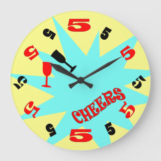 5 O'Clock Clock Wall Clock (blau und gelb) Große Wanduhr