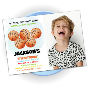 5 Orange Basketball Anniversaire Invitations avec 