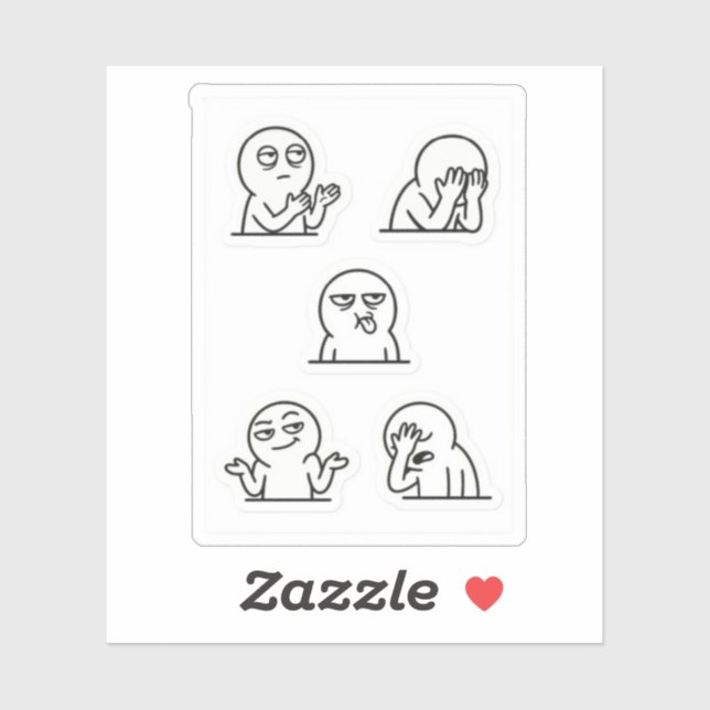 5 Pack Meme Stickers | Sarcastic Reaction Faces Aufkleber (Blatt)