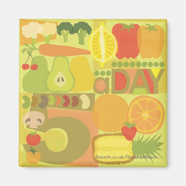 5 par jour, aimant de fruits et de légumes (Devant)