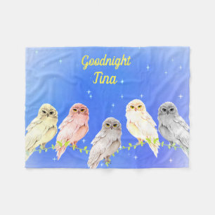 5 pastellfarbene Eulen Fleece Blanket