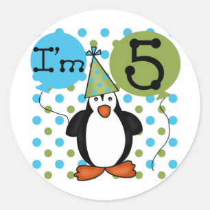 5. Penguin Geburtstagshirts und Geschenke Runder Aufkleber