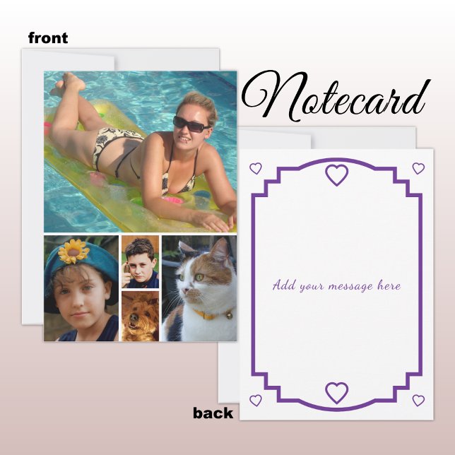 5 photo add message purple text flat note card dankeskarte (Von Creator hochgeladen)