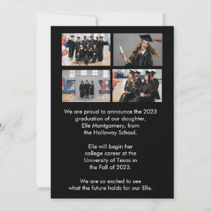 5 Photo Black & White Graduation Faire-part