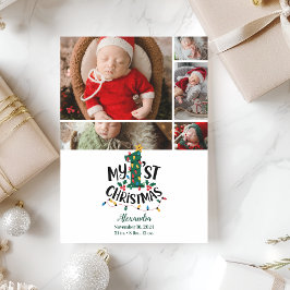 5 Photo Christmas Tree Lights First Christmas Feiertagskarte