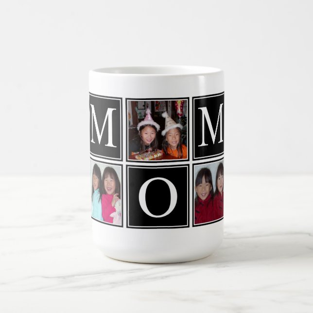 5 photo Collage noir personnalisé MOM Mug (Centre)
