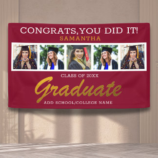 5 Photo Congrats Graduate 2026 Graduation Burgundy Banner