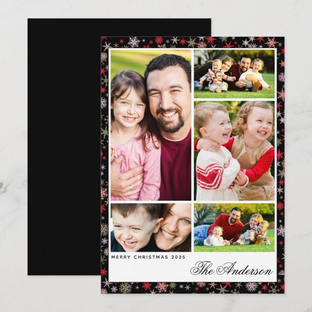 5 Photo Nom personnalisé Carte Appartement de Noël (Devant / Derrière)