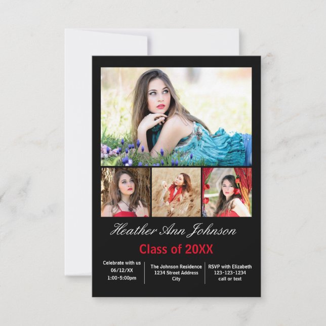 5 photos Collage vertical - 3x5 Faire-part graduée (Devant)