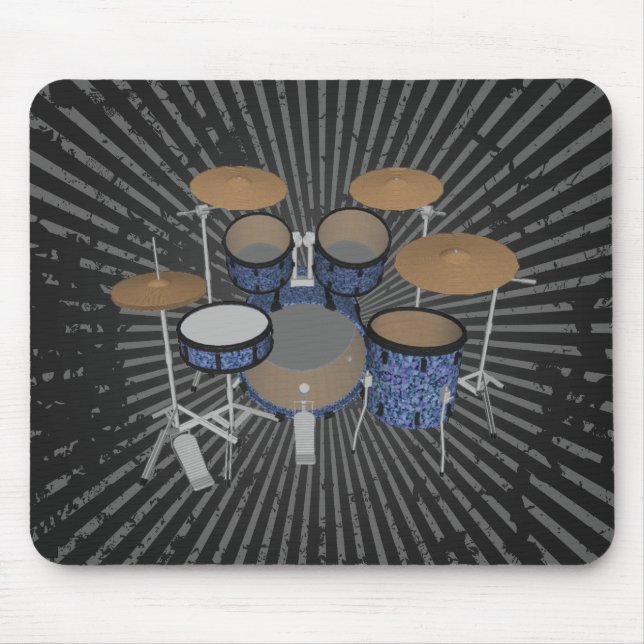 5 Piece Drum Kit - Custom Blue Drums - Mousepad (Vorne)