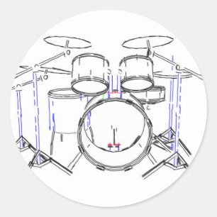 5-Piece-Drum-Kit: Zeichnend Marker: Runder Aufkleber