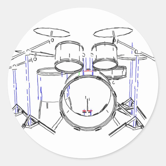 5-Piece-Drum-Kit: Zeichnend Marker: Runder Aufkleber (Vorderseite)