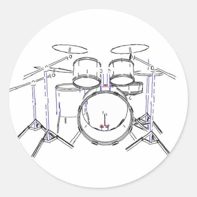 5-Piece-Drum-Kit: Zeichnend Marker: Runder Aufkleber (Vorderseite)
