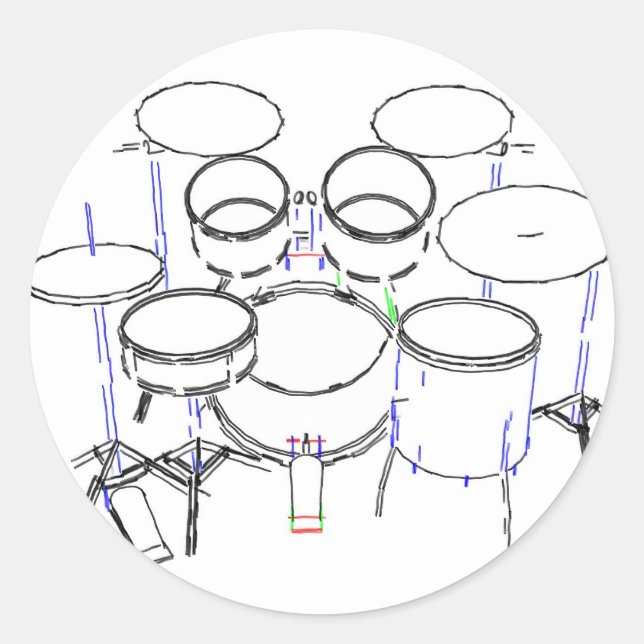 5-Piece-Drum-Kit: Zeichnend Marker: Runder Aufkleber (Vorderseite)