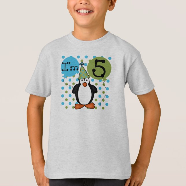 5. Pinguin-Geburtstag T-Shirt (Vorderseite)