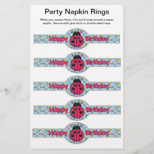 5 pro Blatt Lady Bug Birthday Paper Napkin Rings