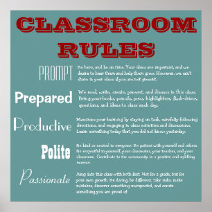 5 P's Classroom Rules Poster