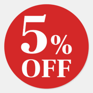 5% Rabatt Roter Hintergrund Klassischer Rund Stick Runder Aufkleber