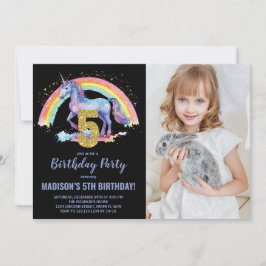 5. Rainbow Unicorn Geburtstag Einladungen Foto