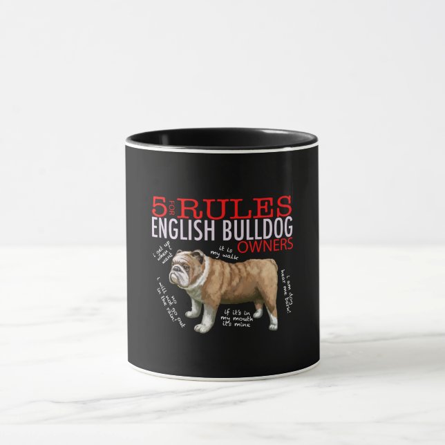 5 Regeln für die Bulldogge-Besitzer Bulldog-Vater- Tasse (Zentrum)