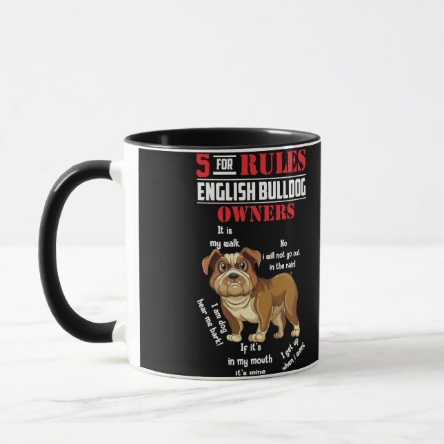 5 Regeln für englische Bulldoggen Besitzer Frauen Tasse (Links)
