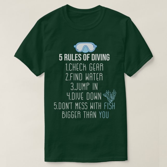 5 Regeln zum Tauchen Taucher T-Shirt (Design vorne)
