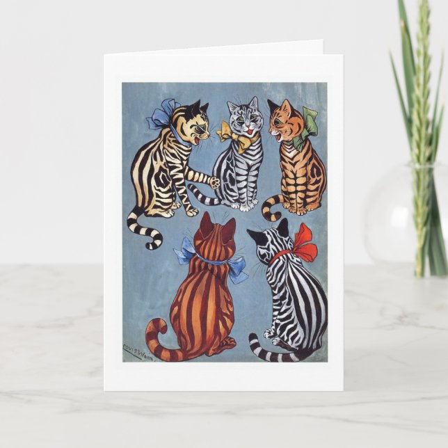 5 reizend Katzen Louis Wain Karte (Vorderseite)