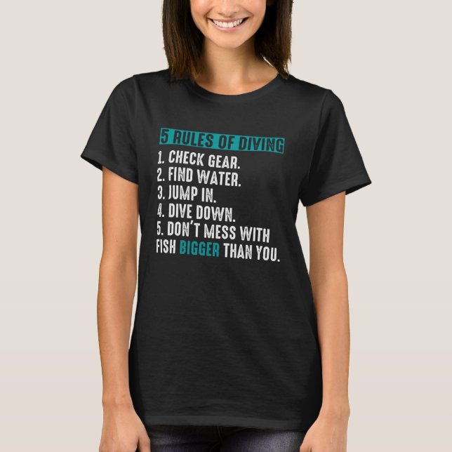 5 Rules Of Diving Scuba Diver Underwater Diving Lo T-Shirt (Vorderseite)