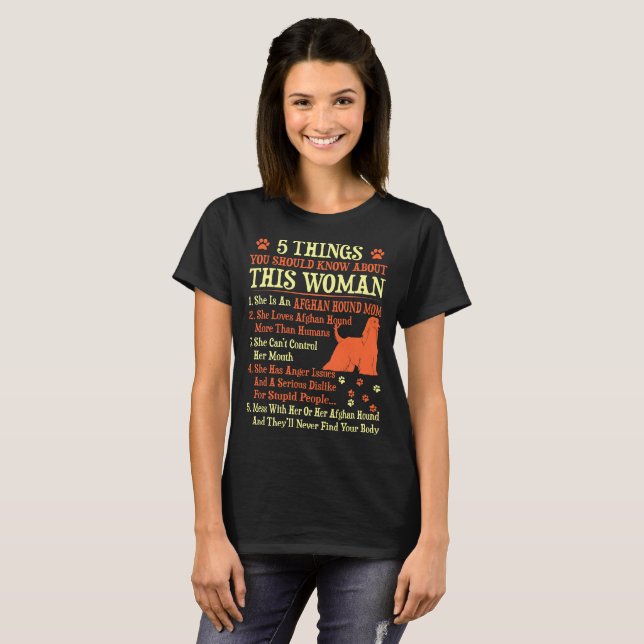 5 Sachen, die Sie über Afghanen-Mama kennen T-Shirt (Vorne ganz)
