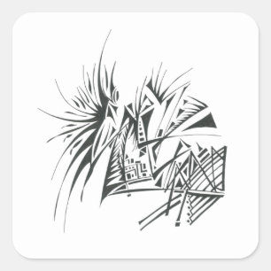 5 Schwarze Weiße Abstrakte Stammes-Tätowierkunst Quadratischer Aufkleber