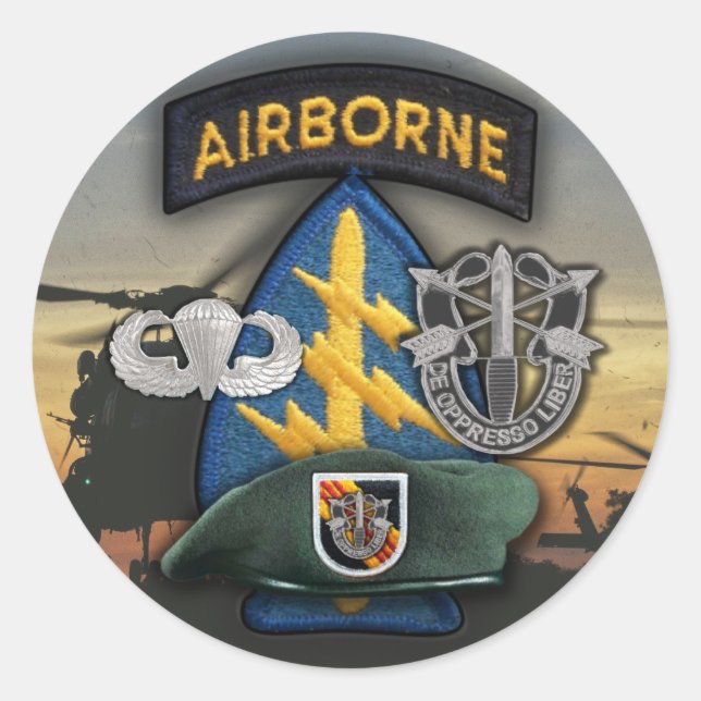 5. Sondereinheiten Green Berets Veterans nam Runder Aufkleber (Vorderseite)