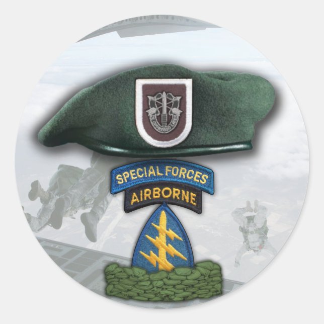 5. Spezielle Kräfte Grüne Berets Veteranen Flash S Runder Aufkleber (Vorderseite)